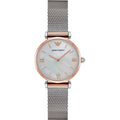 Emporio Armani Retro Mother of Pearl Dial Silver Mesh Bracelet Watch For Women - AR2067