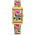 Gucci G-Frame Floral Mother of Pearl Dial White Leather Strap Watch For Women - YA147406