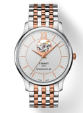 Tissot Tradition Powermatic 80 Open Heart Silver Dial Two Tone Steel Strap Watch For Men - T063.907.22.038.01