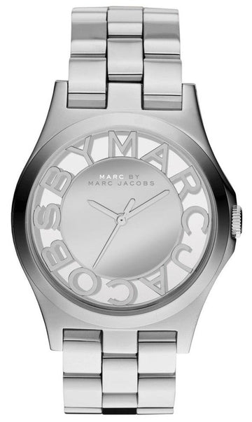 Marc Jacobs Henry Transparent Silver Dial Silver Steel Strap Watch for Women - MBM3205
