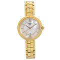 Tissot Flamingo Mother of Pearl White Dial Gold Steel Strap Watch For Women - T094.210.33.111.00