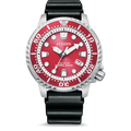 Citizen Eco Drive Promaster Marine Red Dial Black Rubber Strap Watch For Men - BN0159-15X