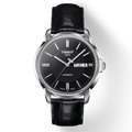 Tissot Automatics III Day Date Black Dial Black Leather Strap Watch For Men - T065.430.16.051.00