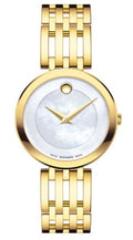Movado Esperanza 28mm Mother of Pearl Dial Gold Steel Strap Watch For Women - 0607054