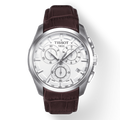 Tissot Couturier Chronograph White Dial Brown Leather Strap Watch For Men - T035.617.16.031.00