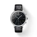 Tissot Carson Premium Chronograph Black Dial Black Leather Strap Watch For Men - T122.417.16.051.00