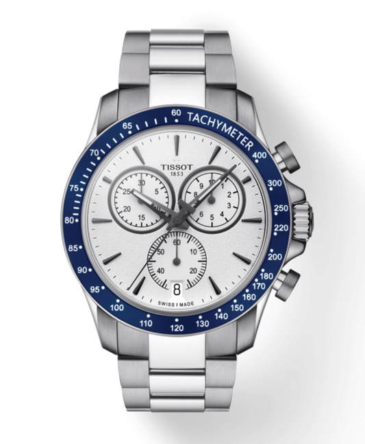 Tissot V8 Quartz T Sport Chronograph White Dial Silver Steel Strap Watch For Men - T106.417.11.031.00