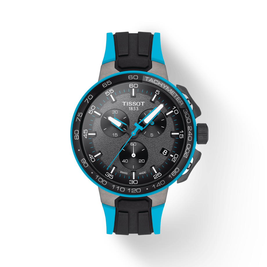 Tissot T Race Cycling Chronograph Black Dial Two Tone Rubber Strap Watch For Men - T111.417.37.441.05