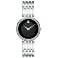 Movado Esperanza 63 Diamonds Black Dial Silver Steel Strap Watch For Women - 0607052