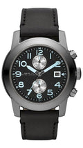 Marc Jacobs Larry Chronograph Black Dial Black Leather Strap Watch for Men - MBM5054