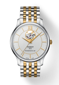 Tissot Tradition Powermatic 80 Open Heart Silver Dial Two Tone Steel Strap Watch For Men - T063.907.22.038.00