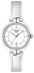 Tissot T Lady Flamingo White Dial White Leather Strap Watch For Women - T094.210.16.011.00