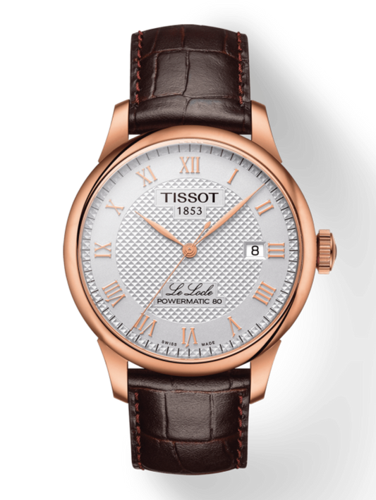 Tissot Le Locle Powermatic 80 Silver Dial Brown Leather Strap Watch For Men - T006.407.36.033.00