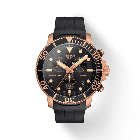 Tissot Seastar 1000 Chronograph Black Dial Black Rubber Strap Watch For Men - T120.417.37.051.00