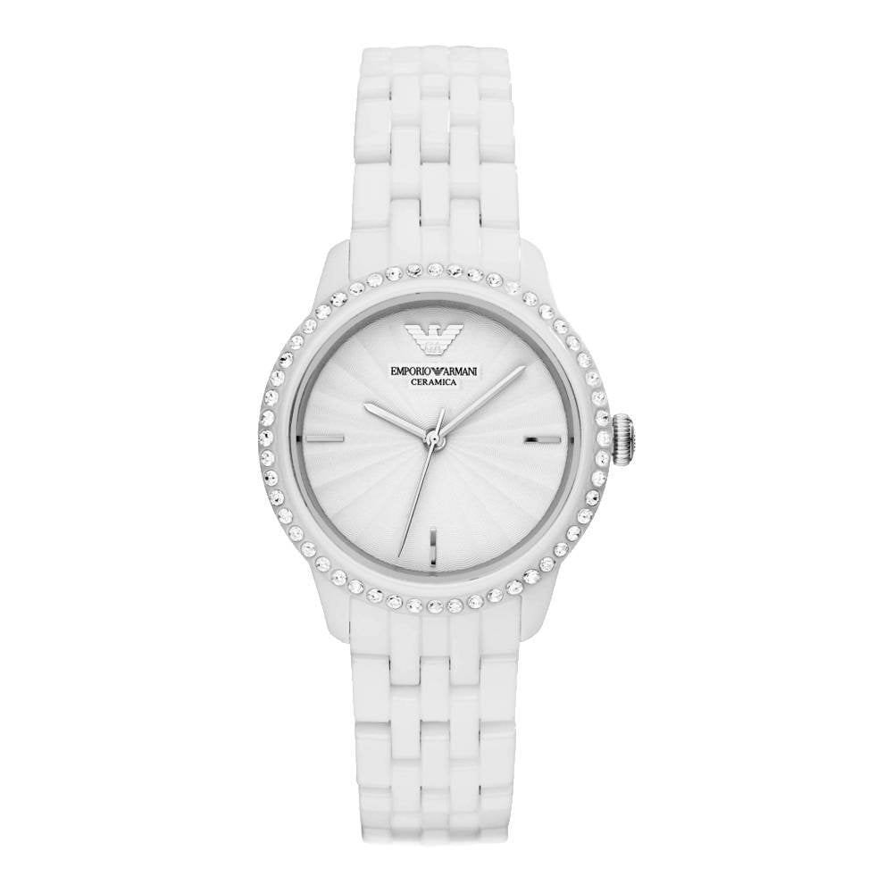 Emporio Armani Ceramic White Dial White Ceramic Bracelet Watch For Women - AR1477