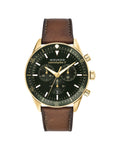 Movado Heritage Chronograph Green Dial Brown Leather Strap Watch For Men - 3650062