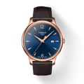 Tissot T Classic Tradition Blue Dial Brown Leather Strap Watch For Men - T063.610.36.047.00