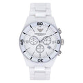 Emporio Armani Ceramic Chronograph White Dial White Ceramic Strap Watch For Men - AR1424