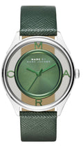 Marc Jacobs Tether Transparent Green Dial Green Leather Strap Watch for Women - MBM1378