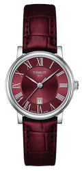 Tissot Carson Premium Lady Maroon Dial Maroon Leather Strap Watch For Women - T122.210.16.373.00