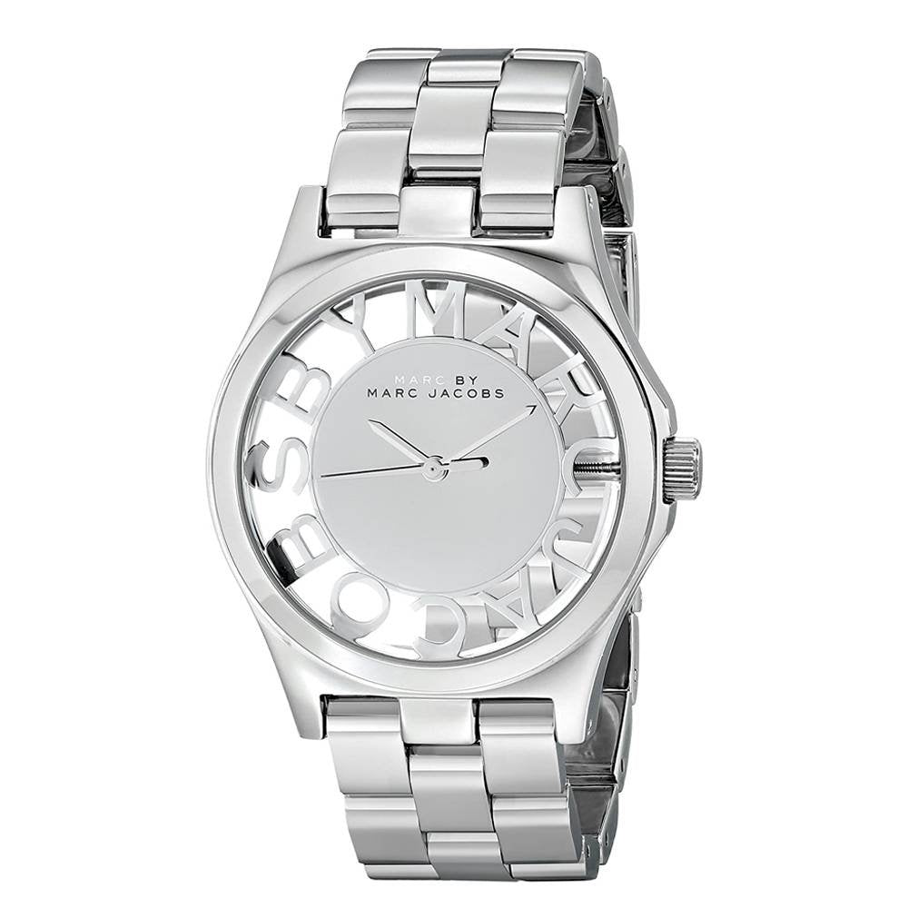 Marc Jacobs Henry Transparent Silver Dial Silver Steel Strap Watch for Women - MBM3205