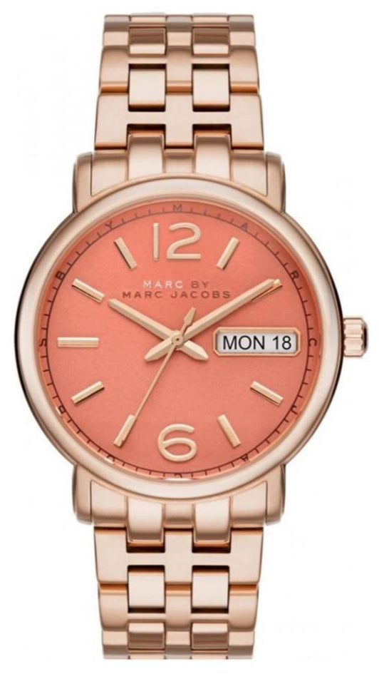 Marc Jacobs Fergus Orange Dial Rose Gold Steel Strap Watch for Women - MBM8648