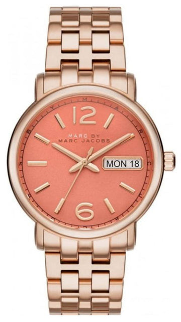 Marc Jacobs Fergus Orange Dial Rose Gold Steel Strap Watch for Women - MBM8648