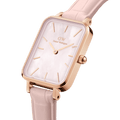 Daniel Wellington Quadro Pressed Mother of Pearl Pink Dial Pink Leather Strap Watch For Women - DW00100508