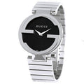 Gucci G Interlocking Black Dial Silver Steel Strap Watch For Women - YA133307