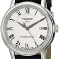 Tissot Carson Powermatic 80 White Dial Black Leather Strap Watch For Men - T085.407.16.013.00