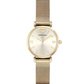 Emporio Armani Retro Gold Dial Gold Mesh Bracelet Watch For Women - AR1957