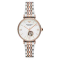 Emporio Armani Gianni T-Bar Analog White Dial Two Tone Steel Strap Watch For Women - AR60019
