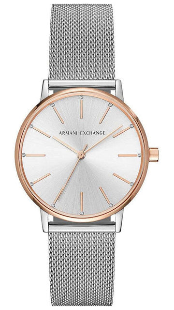 Armani Exchange Lola Analog White Dial Silver Mesh Strap Watch For Women - AX5537