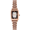 Emporio Armani Gianni T-Bar Analog Crystal Brown Dial Rose Gold Steel Strap Watch For Women - AR11407