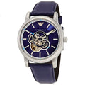 Emporio Armani Luigi Chronograph Blue Dial Black Leather Strap Watch For Men - AR60011