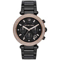 Michael Kors Parker Diamonds Black Dial Black Steel Strap Watch for Women - MK5885