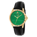 Gucci Le Marche Des Merveilles Quartz Green Dial Black Leather Strap Watch For Women - YA126463
