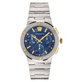 Versace Greca Quartz Blue Dial Silver Steel Strap Watch For Men - VEZ900221