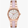 Michael Kors Channing Quartz Mother of Pearl Pink Dial Two Tone Steel Strap Watch For Women - MK6652