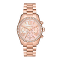 Michael Kors Lexington Chronograph Rose Gold Dial Rose Gold Steel Strap Watch for Women - MK7242