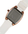 Guess Raven Diamonds Rose Gold Dial White Silicone Strap Watch for Women - GW0105L3