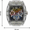 Guess Phoenix Polycarbonate Clear Multi-function Black Dial Clear Rubber Strap Watch for Men - GW0499G3