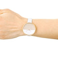 Calvin Klein Rise White Dial White Leather Strap Watch for Women - K7A236LH
