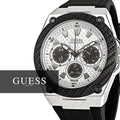 Guess Legacy White Dial Black Rubber Strap Watch For Men - W1049G3