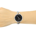 Calvin Klein Graphic Black Dial Silver Steel Strap Watch for Women - K7E23141