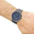 Emporio Armani Renato Chronograph Blue Dial Grey Steel Strap Watch For Men - A11215