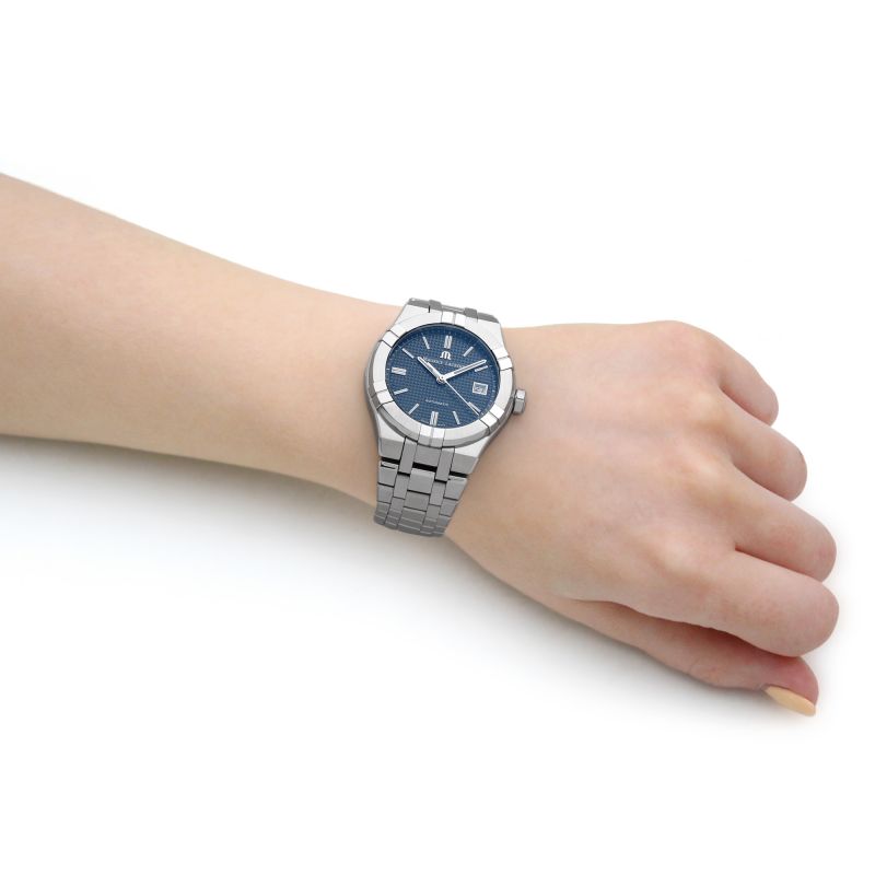 Maurice Lacroix Aikon Automatic Blue Dial Silver Steel Strap Watch for Women - AI1807-SS002-430-1