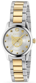 Gucci G Timeless Quartz Silver Dial Two Tone Steel Strap Watch For Women - YA126596