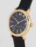 Marc Jacobs Roxy Black Dial Black Leather Strap Watch for Women - MJ1592