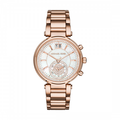 Michael Kors Sawyer Mother of Pearl White Dial Rose Gold Steel Strap Watch for Women - MK6282